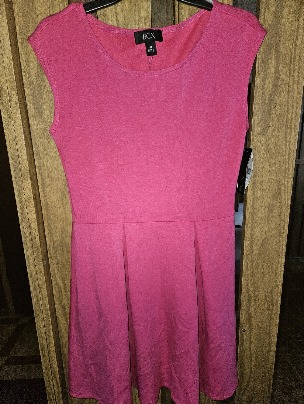 NWT BCX Sz M Hot Pink Sleeveless Scuba Fit & Flare Dress